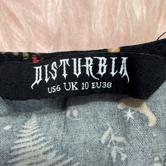 Disturbia Black Floral Puff-Sleeve Button Front Blouse - Picture 3 of 4